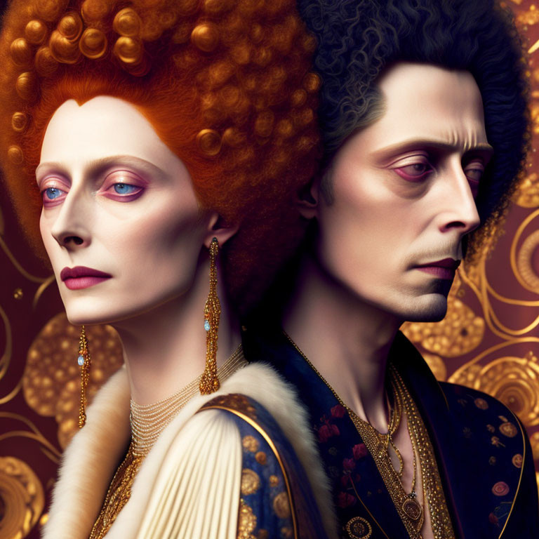 Regal Elizabethan couple in digital art portrait