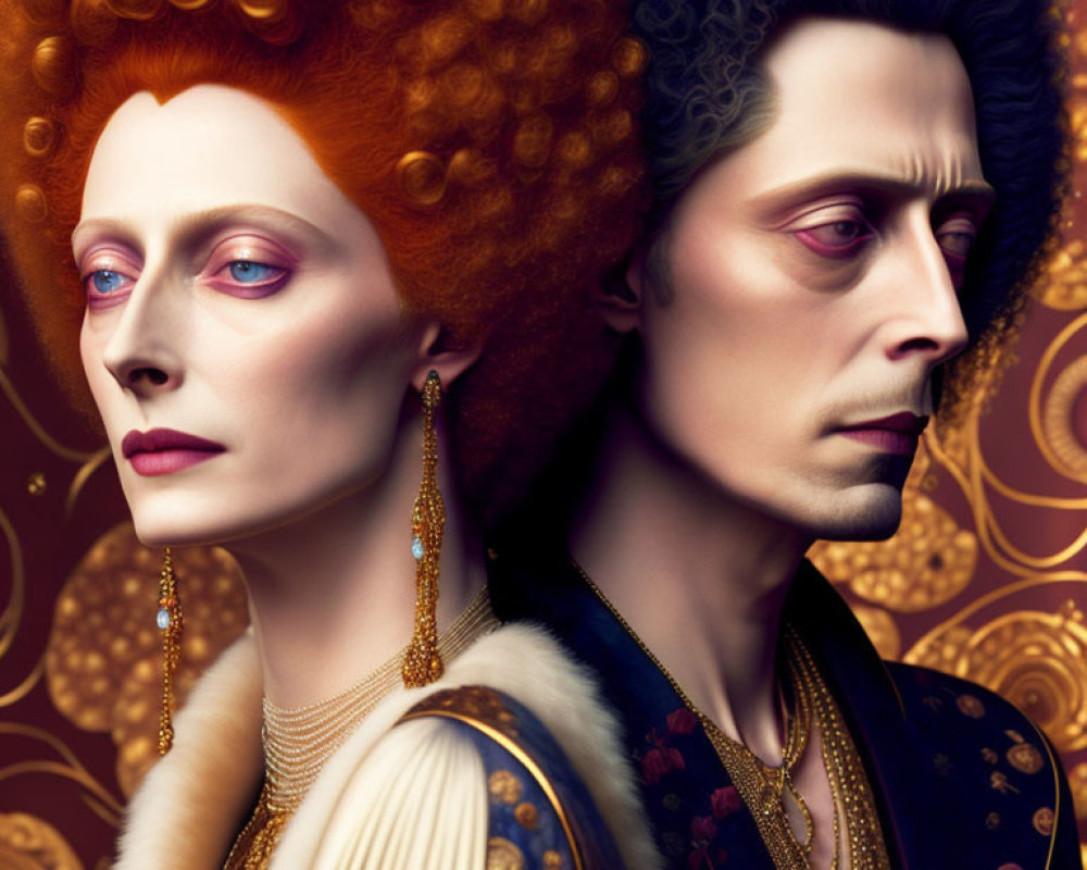 Regal Elizabethan couple in digital art portrait