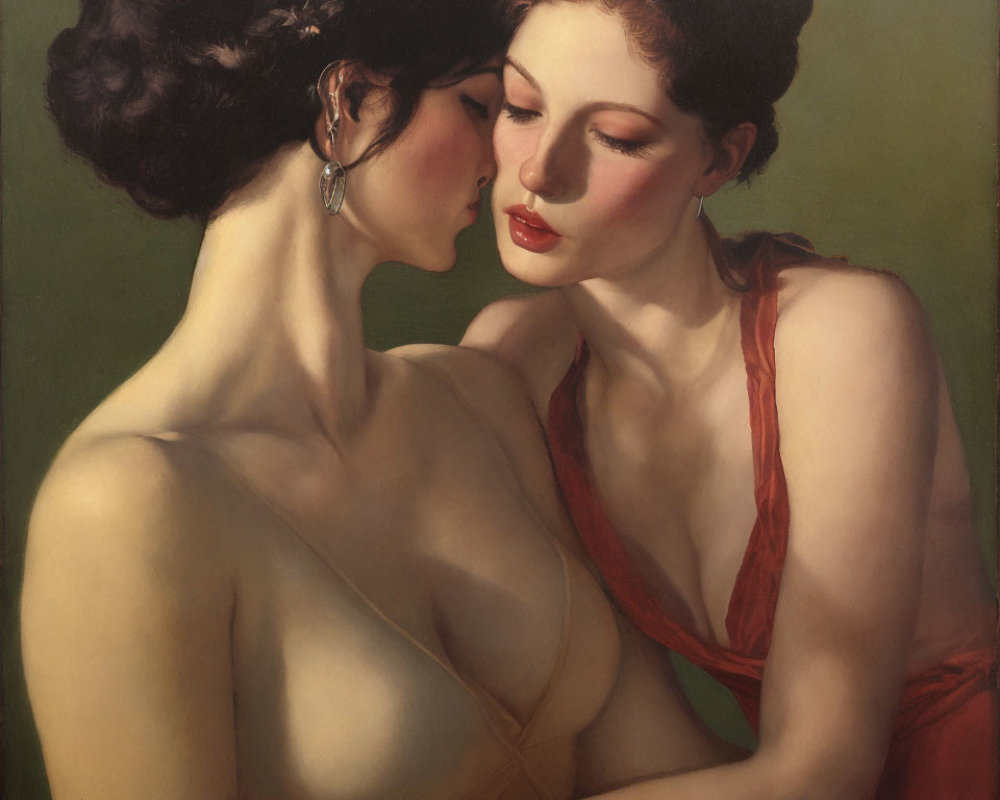 1920s Hairstyle Women Painting in Intimate Pose