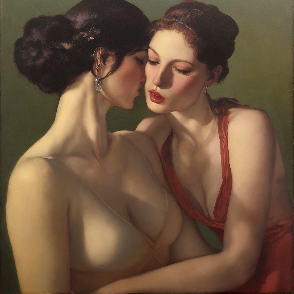 1920s Hairstyle Women Painting in Intimate Pose