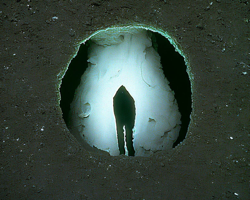 Circular Hole with Bright Interior and Jagged Edges: Entrance to Underground Cavern