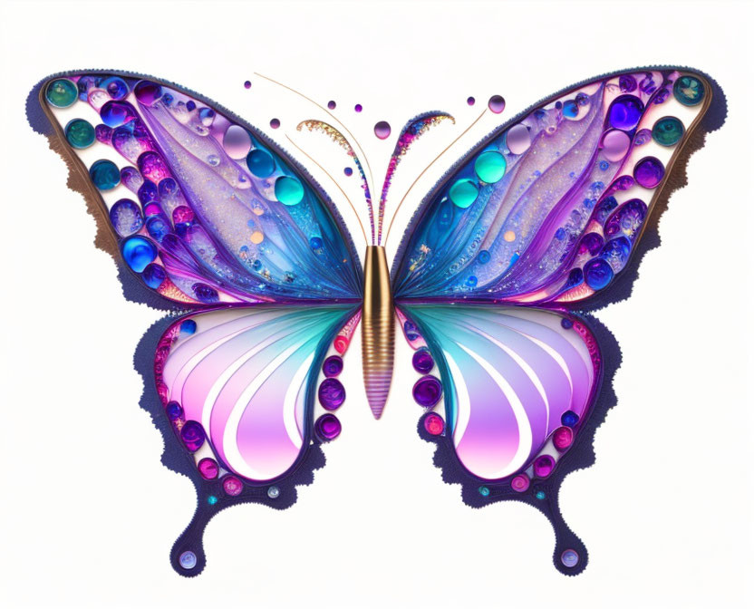 Colorful Butterfly with Jewel-Toned Wings and Intricate Patterns