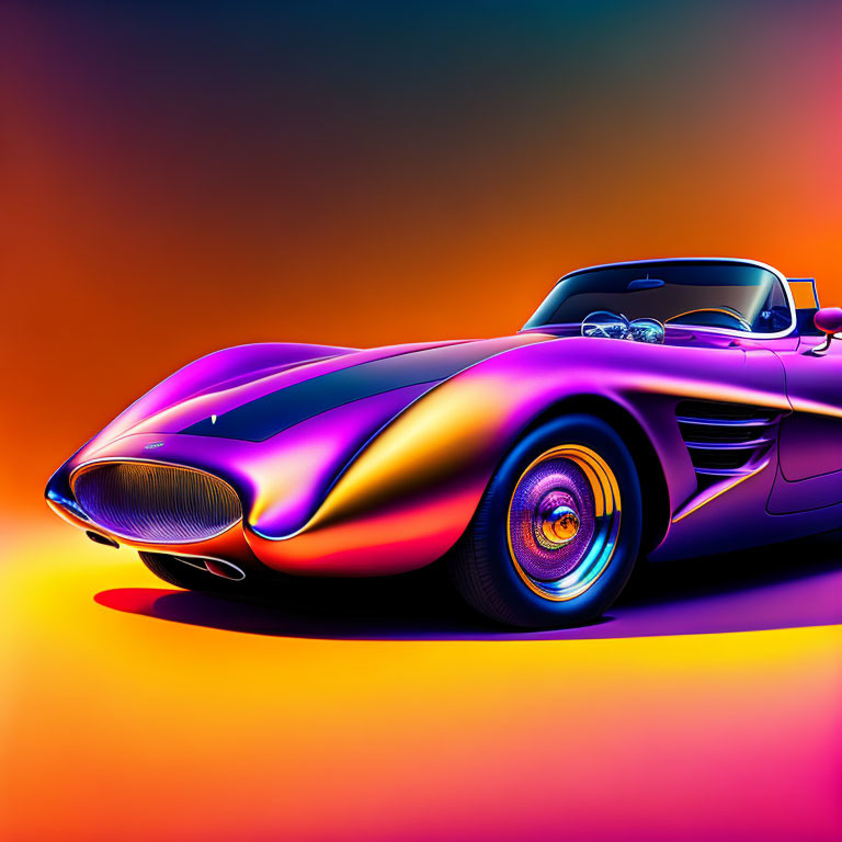 Sleek retro-futuristic car on vibrant gradient backdrop