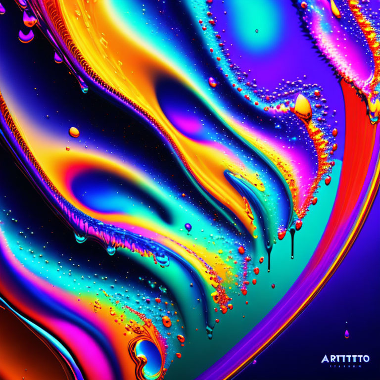 Colorful Abstract Artwork: Swirling Blue, Orange, and Purple Tones