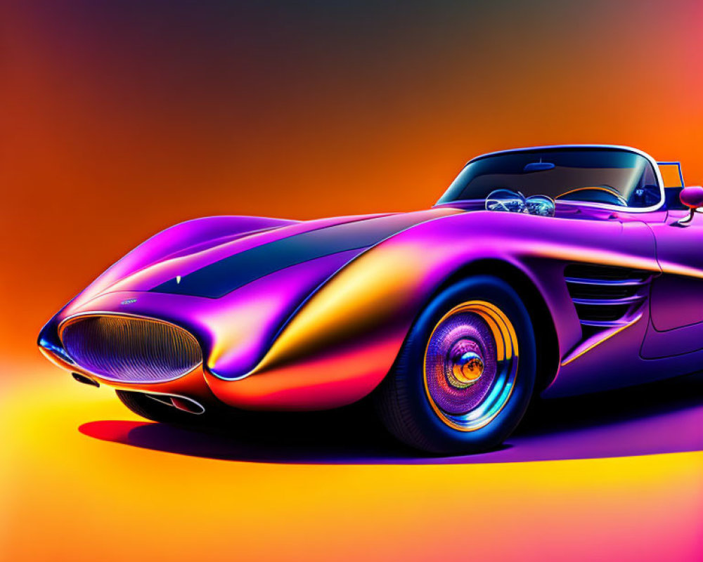 Sleek retro-futuristic car on vibrant gradient backdrop