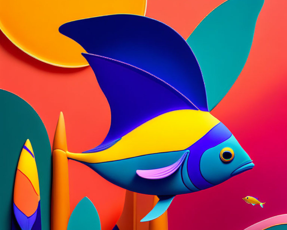 Colorful digital artwork of stylized fish in aquatic setting