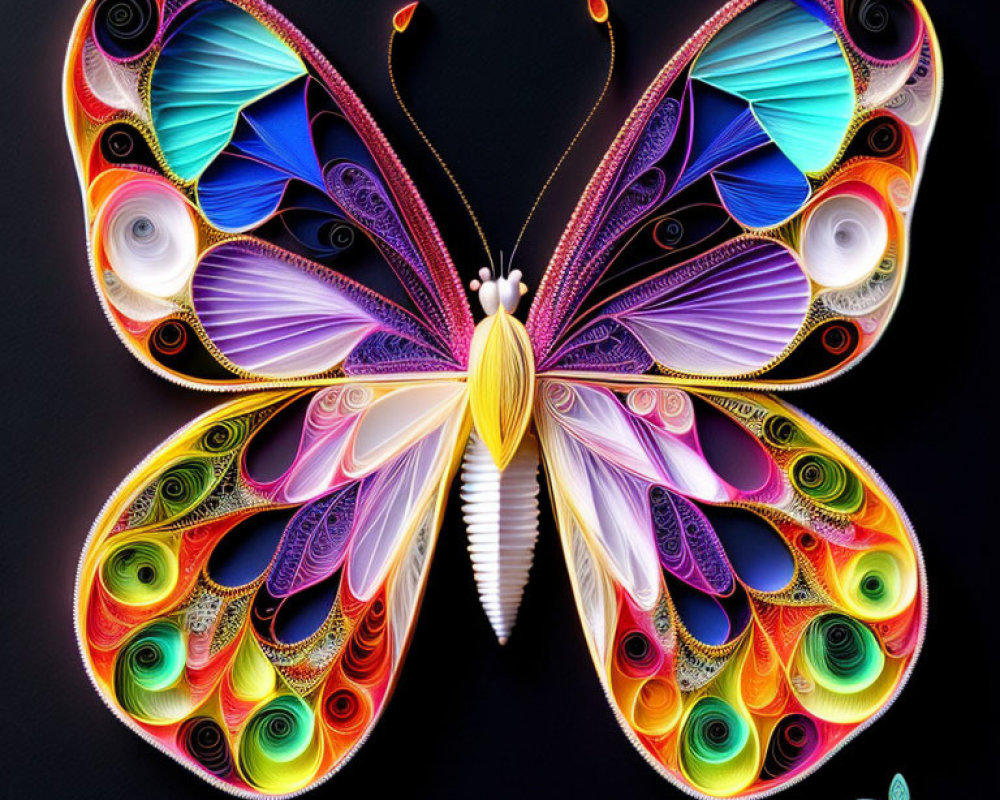 Colorful Symmetrical Butterfly Quilled Paper Art Piece