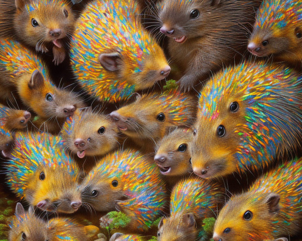 Colorful Spiny Porcupines in Warm Setting