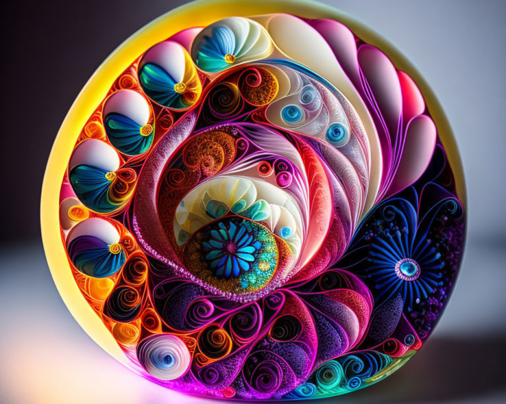 Colorful Quilled Paper Art: Swirling Patterns in Circular Design