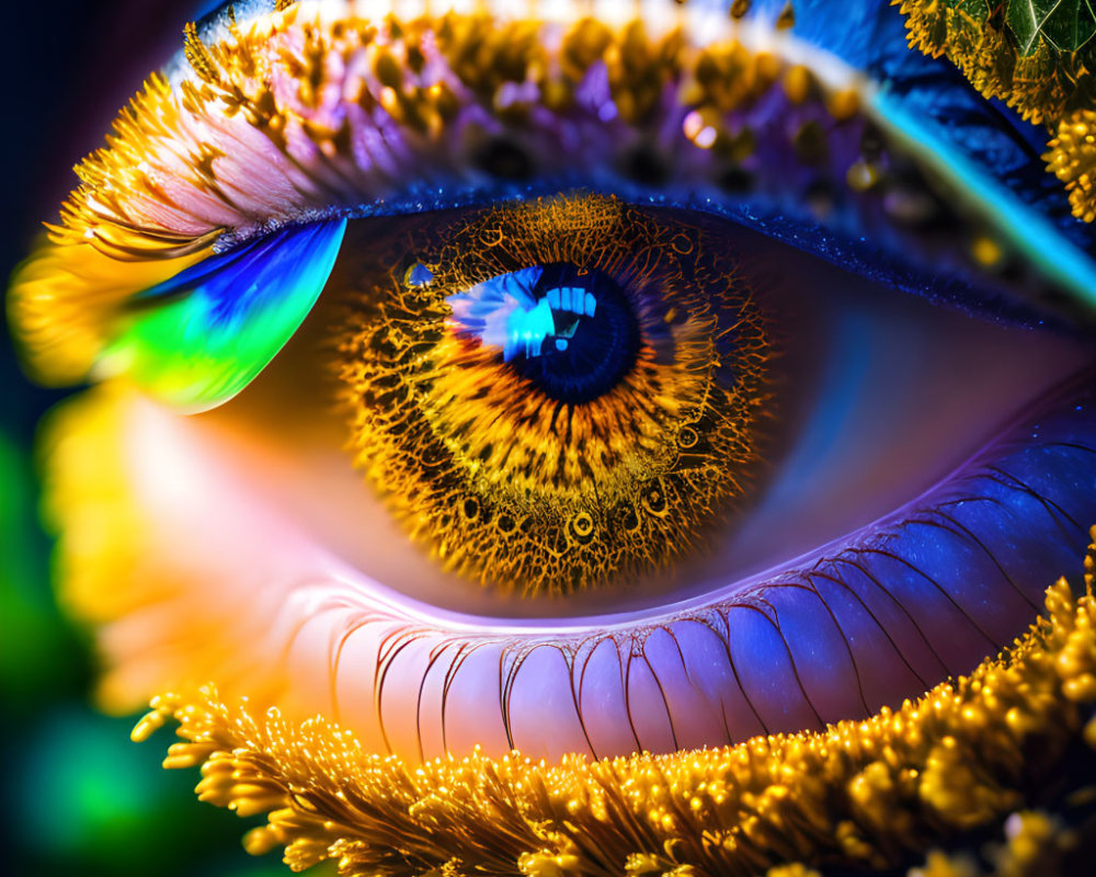 Detailed Close-Up of Human Eye with Vivid Blue Iris