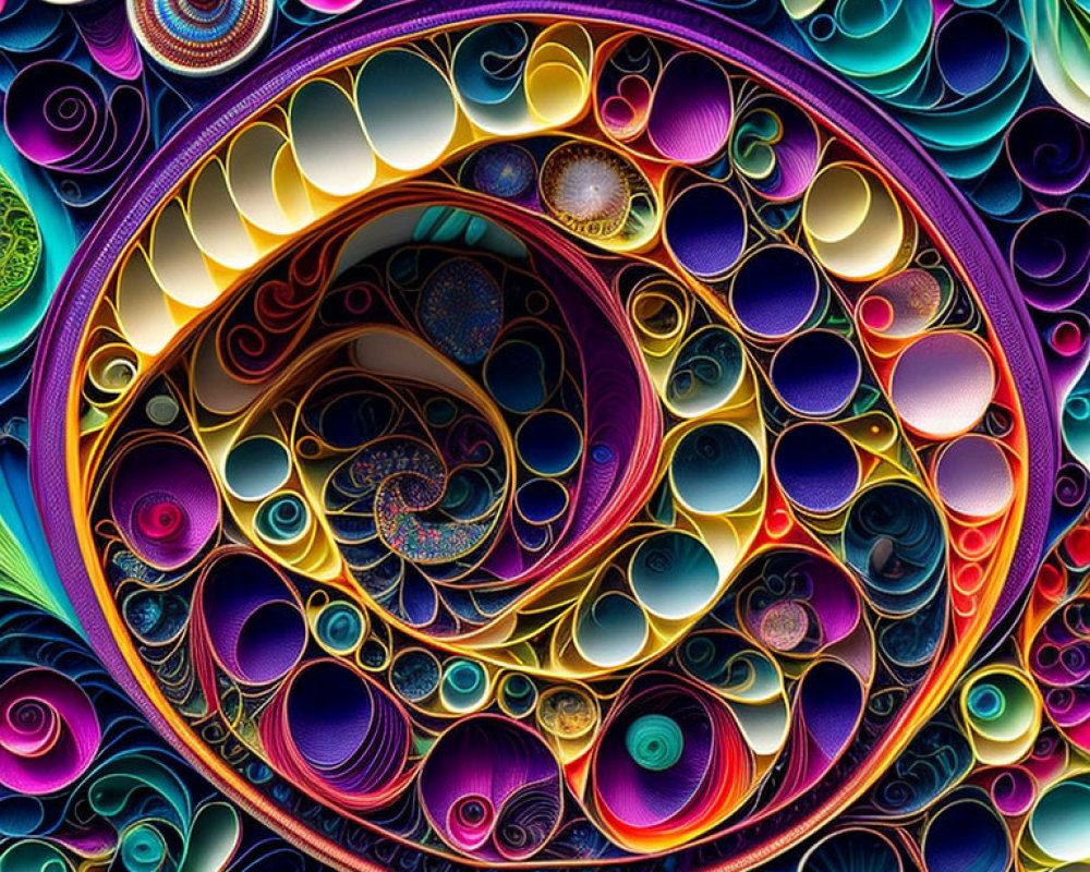 Colorful Quilling Art Display with Vibrant Rolled Paper Spirals