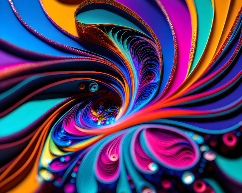 Colorful Abstract Art: Swirling Blue, Orange, Purple, and Pink Patterns