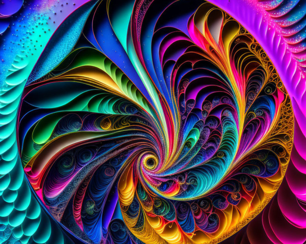 Colorful Swirling Fractal Image with Psychedelic Patterns