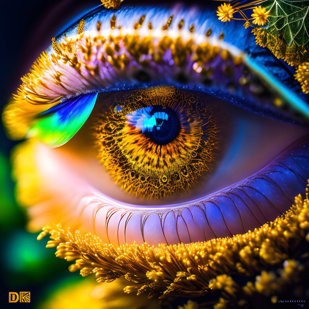 Detailed Close-Up of Human Eye with Vivid Blue Iris