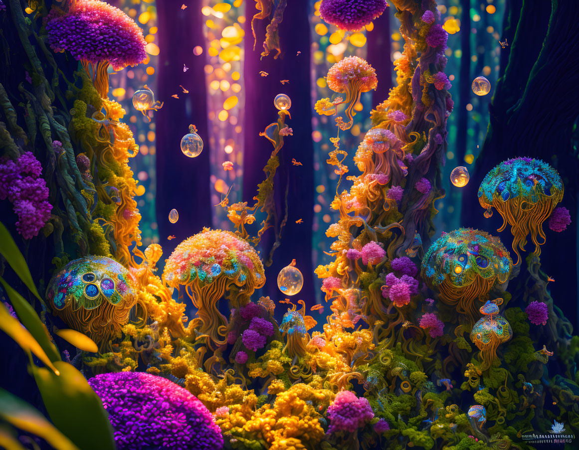 Colorful Coral and Jellyfish in Vibrant Underwater Scene