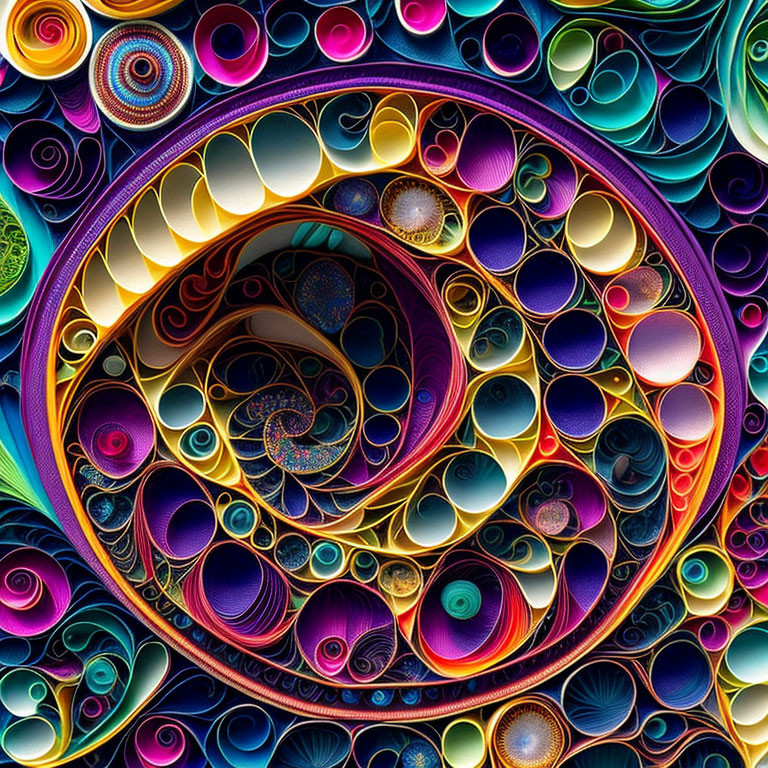 Colorful Quilling Art Display with Vibrant Rolled Paper Spirals