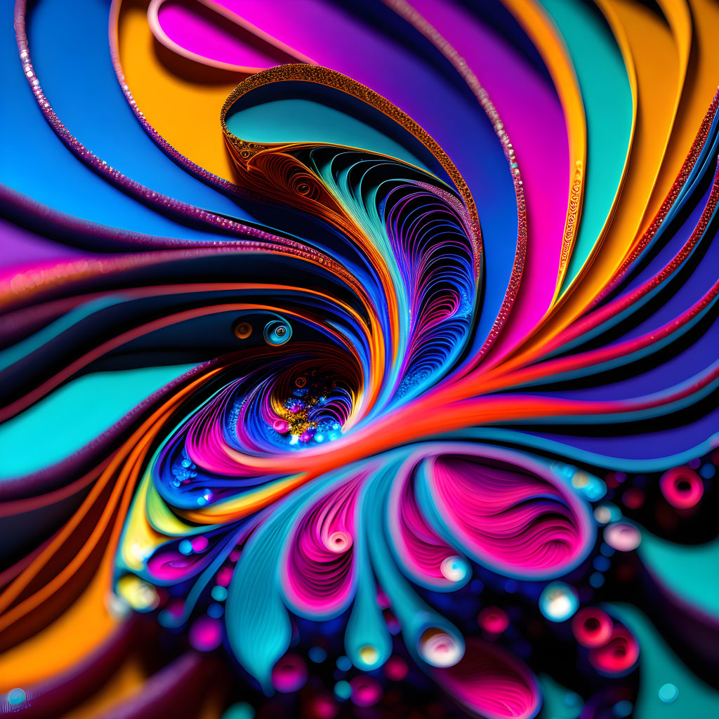 Colorful Abstract Art: Swirling Blue, Orange, Purple, and Pink Patterns