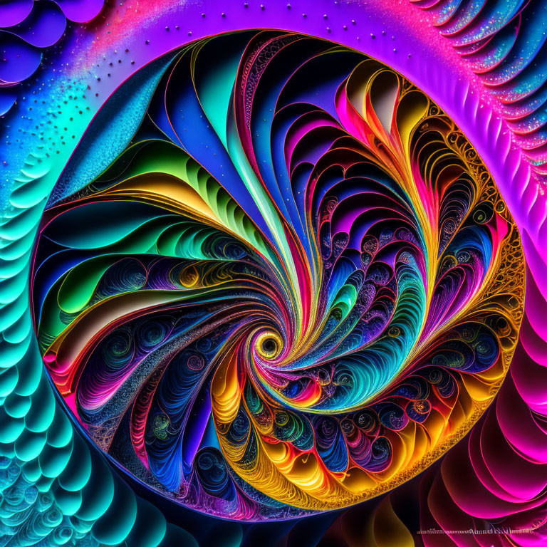 Colorful Swirling Fractal Image with Psychedelic Patterns