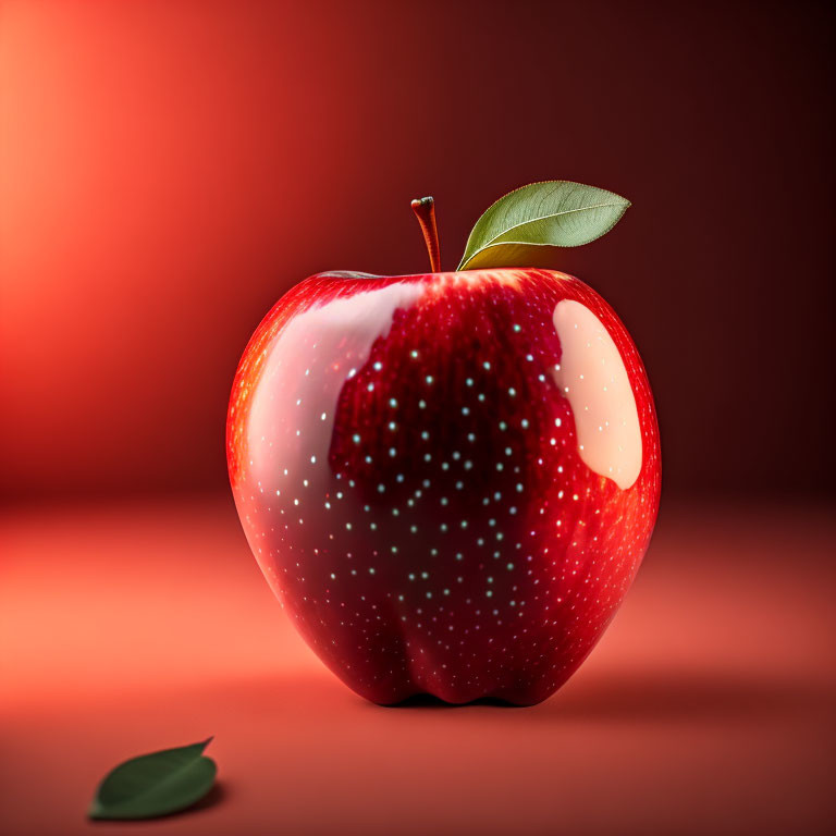 Fresh Red Apple with Glossy Highlight on Warm Background