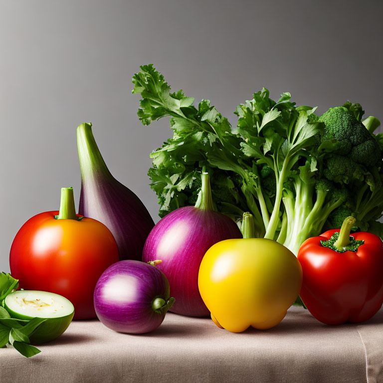 Fresh Vegetable Assortment on Neutral Background