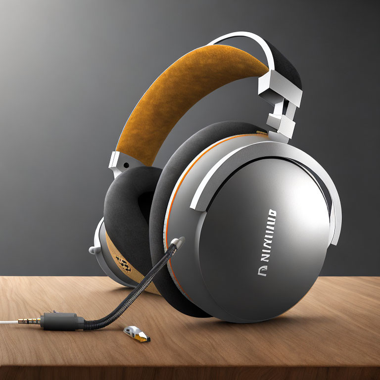 Metallic Finish Over-Ear Headphones with Orange Accents