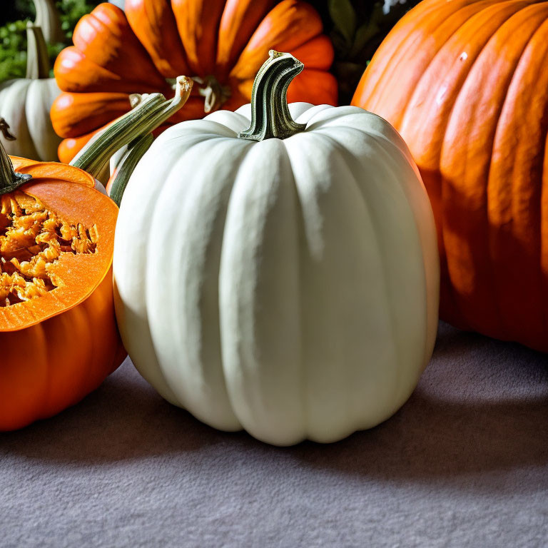 Variety of Pumpkins in Different Colors and Sizes