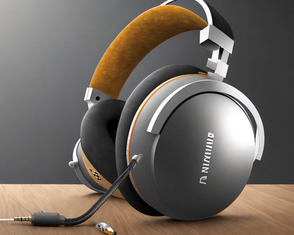 Metallic Finish Over-Ear Headphones with Orange Accents