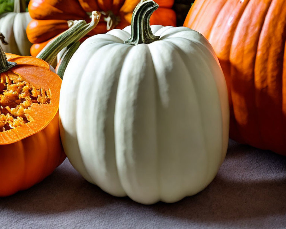 Variety of Pumpkins in Different Colors and Sizes