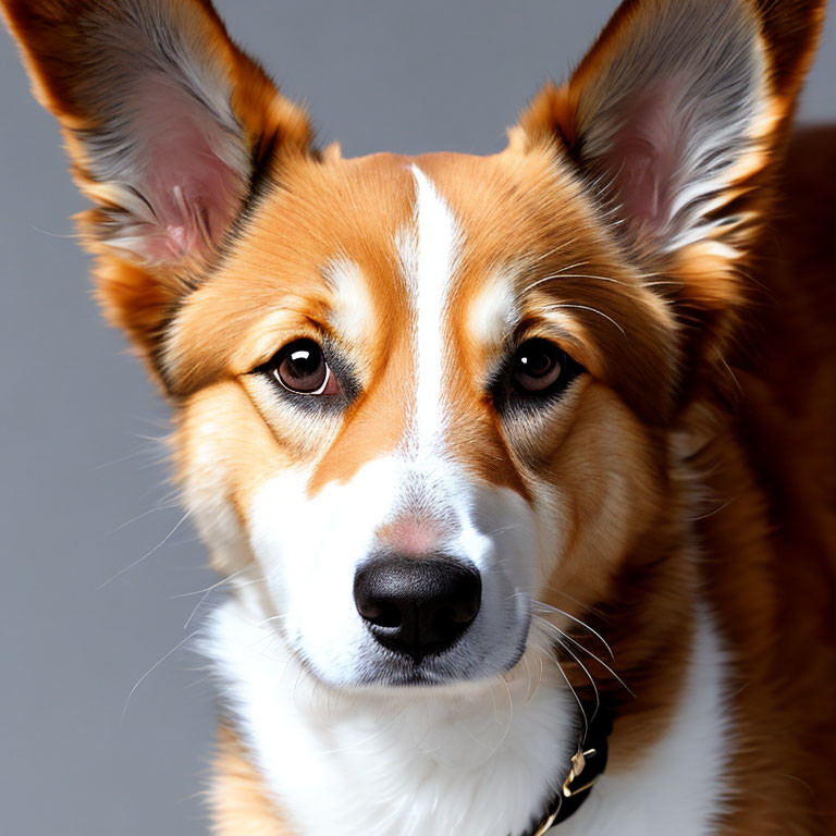 Brown and White Pembroke Welsh Corgi Close-Up Portrait