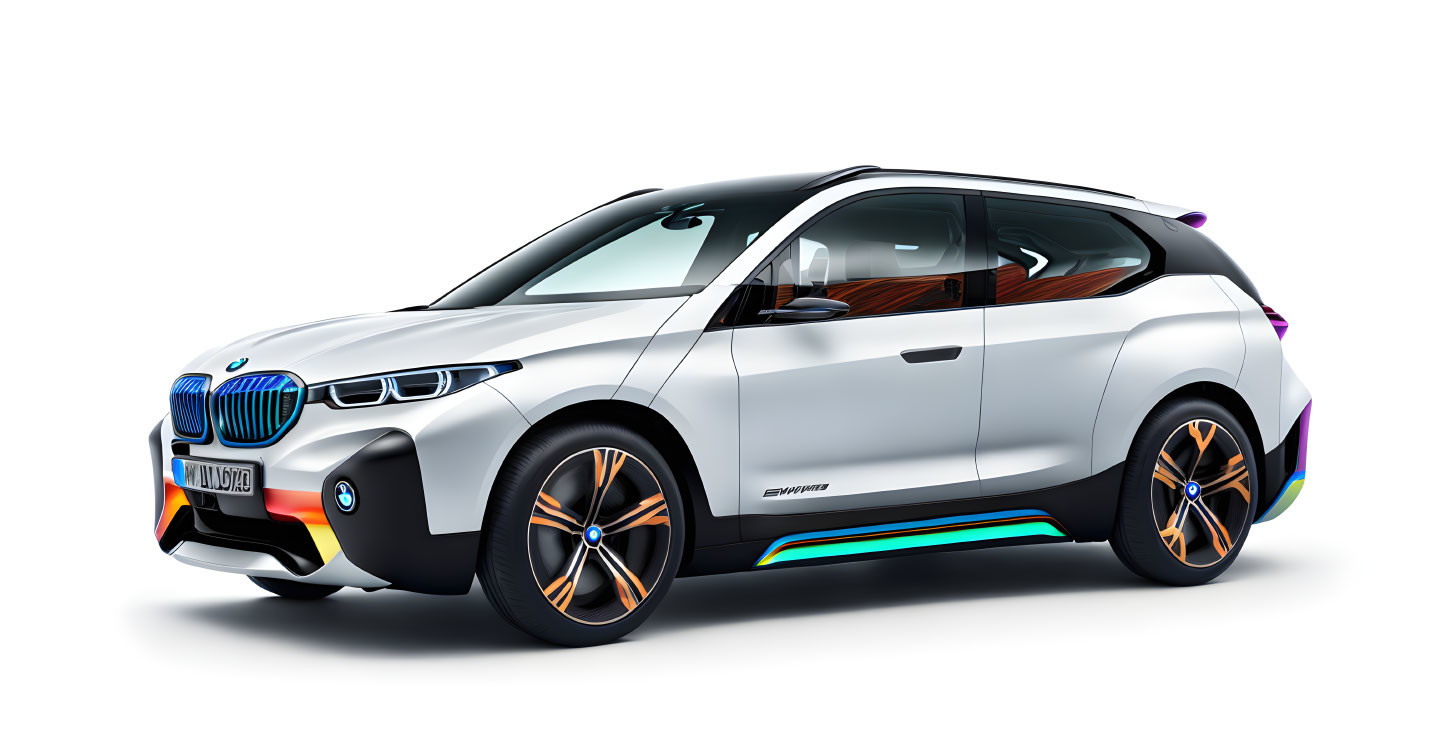 Modern BMW Electric Car with Two-Tone Silver and Black Design