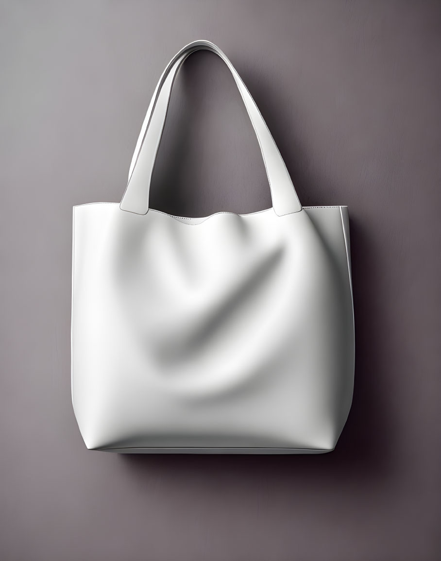 Minimalist White Tote Bag on Gray Background