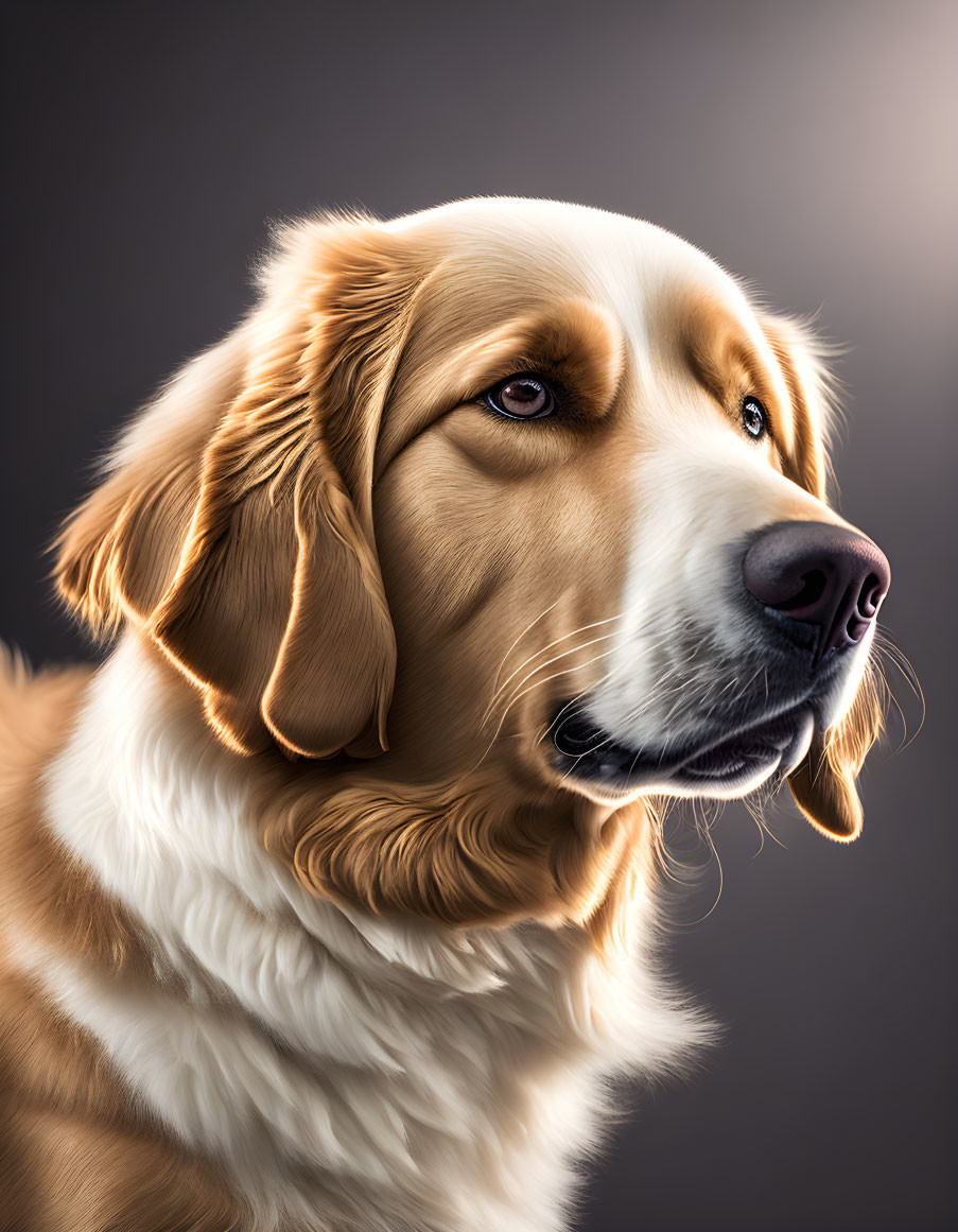 Glossy Golden Retriever Portrait on Dark Background