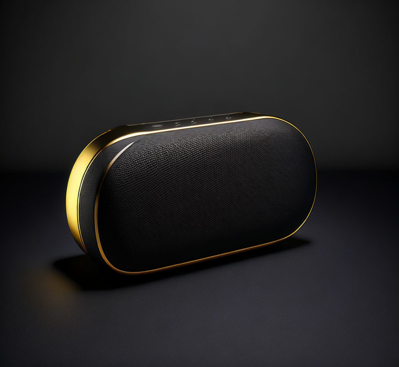 Black and Gold Curved Wireless Speaker with Touch Controls