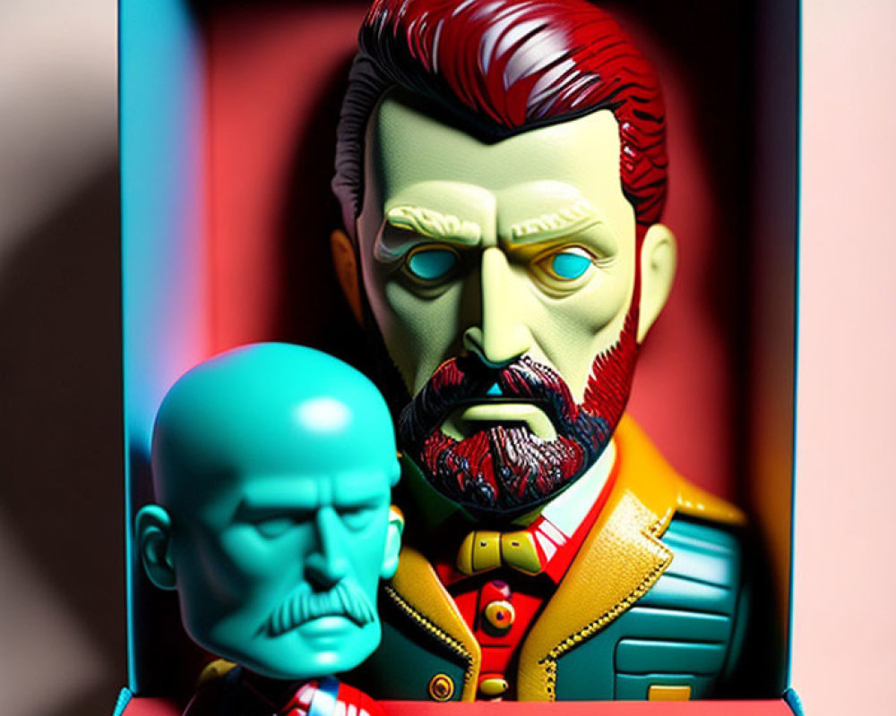 Colorful Vincent van Gogh-inspired toy figure with modern twist in blue box.