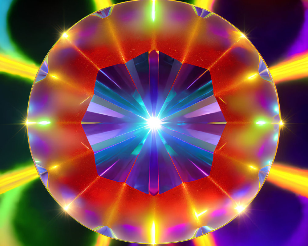 Colorful Abstract Artwork with Starburst Center and Prismatic Ring