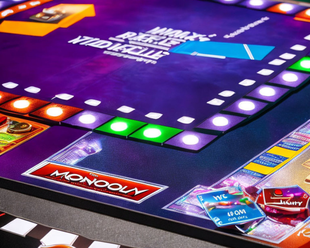 Vibrant Monopoly Board Game with Properties and Chance Cards on Green Surface