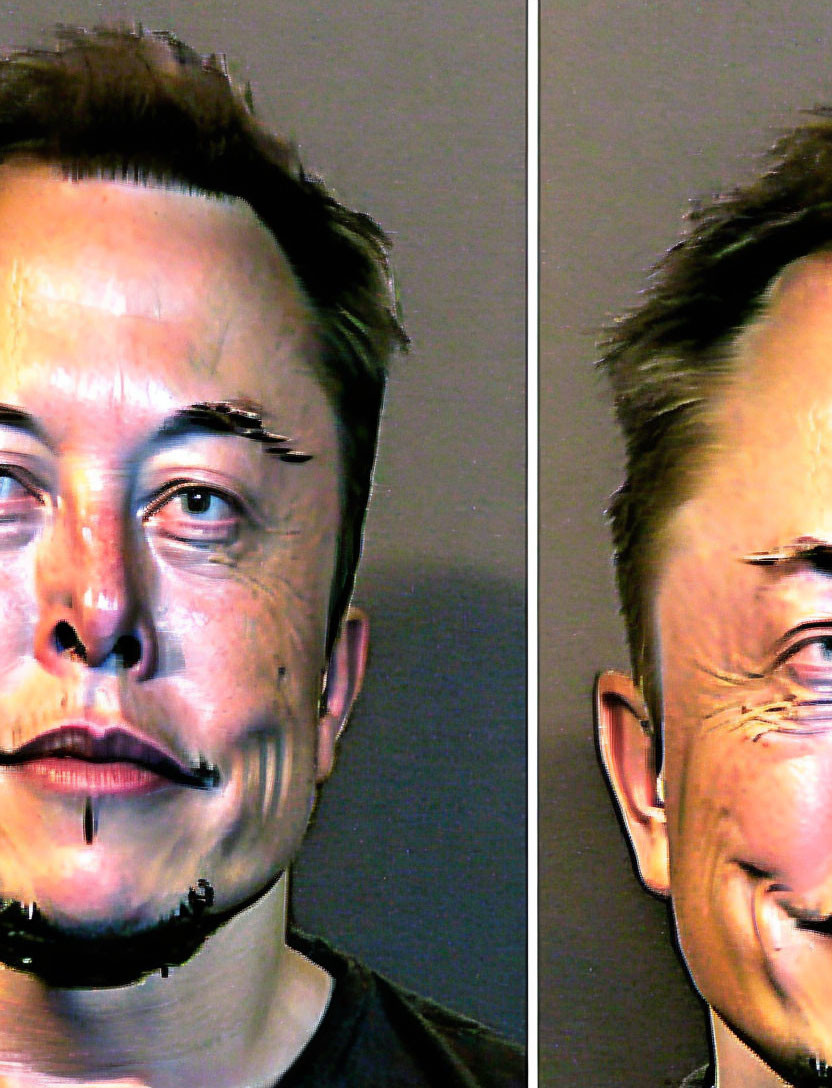 Diptych of a Man's Altered Face: Normal vs. Distorted Features