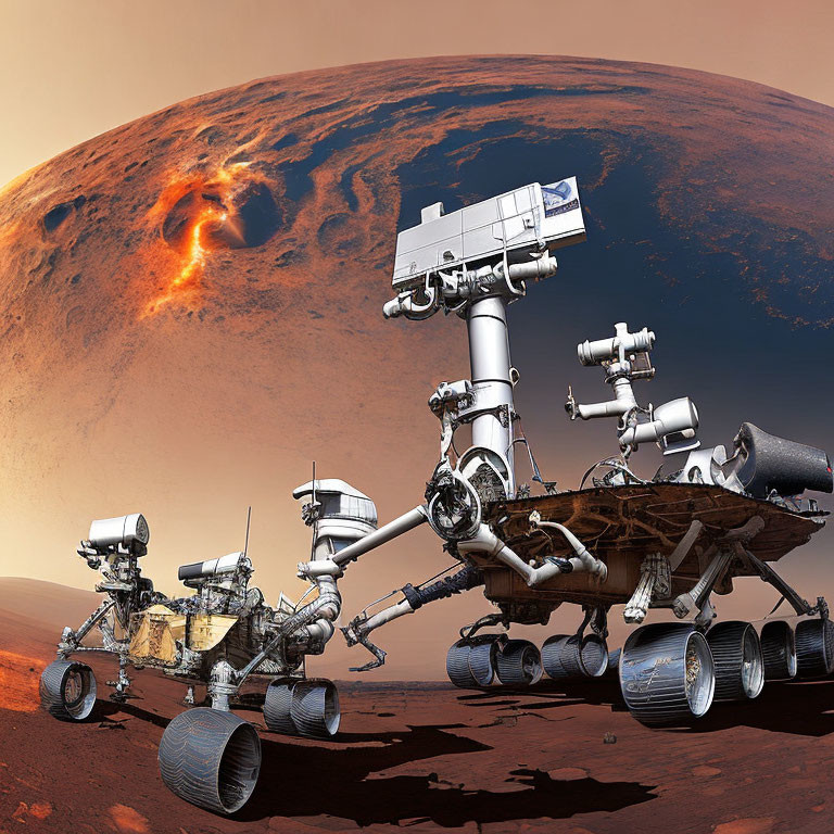 Digital Artwork: Mars Exploration Rovers on Martian Surface