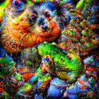 Colorful Frog Collage with Psychedelic Flair