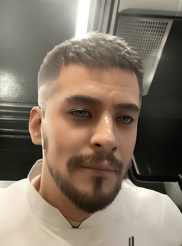 Neatly Groomed Man with Short Beard and Hairstyle