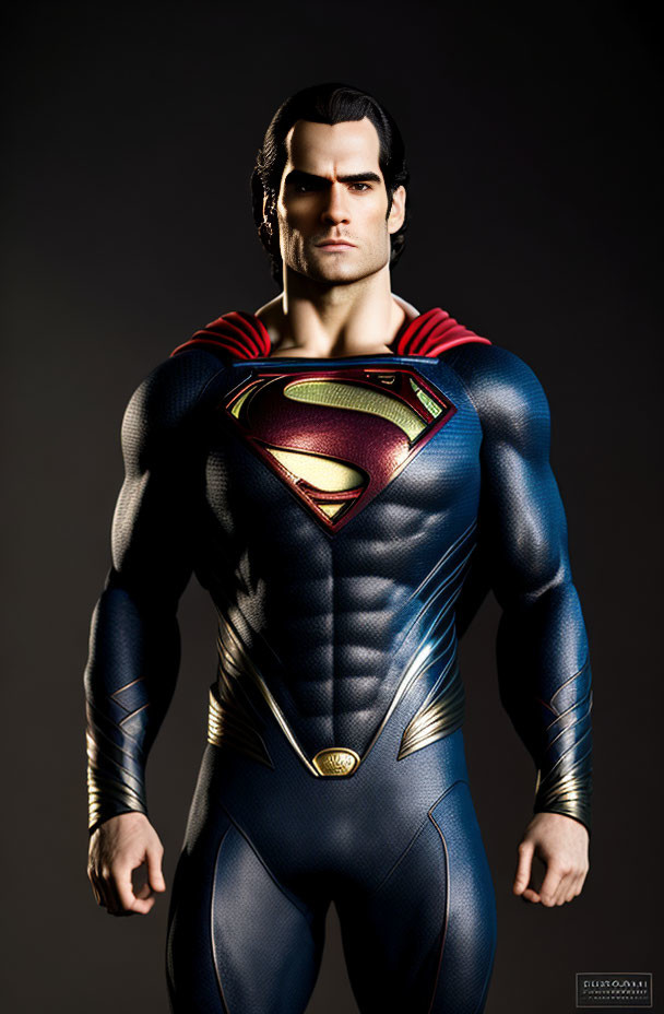 Person in Superman Costume with 'S' Shield on Chest Standing Confidently