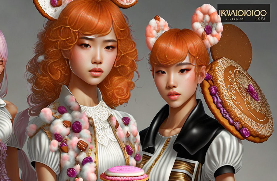 Stylized fantasy characters: one with orange hair and rabbit ears, the other with slick hair and