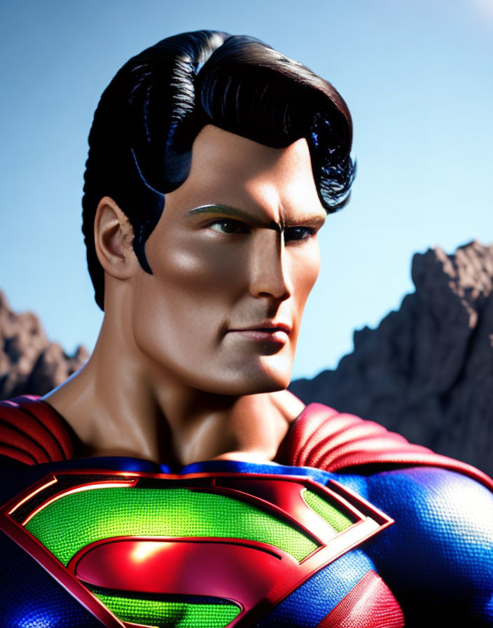 Detailed Superman Action Figure with Classic Costume and 'S' Shield