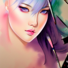 Colorful digital artwork of a woman with flowing hair being painted on canvas