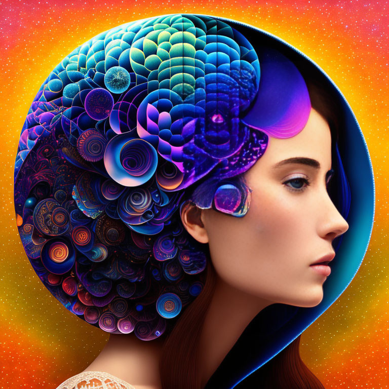 Colorful Psychedelic Floral Profile Artwork