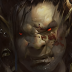 Detailed Close-Up of Angry Fantasy Creature with Red Eyes and Orc-Like Features