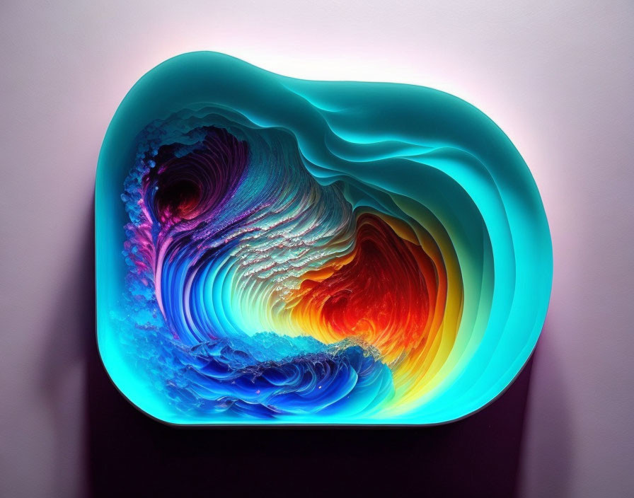 Colorful Layered Sculpture: Swirling Patterns in Blue and Red