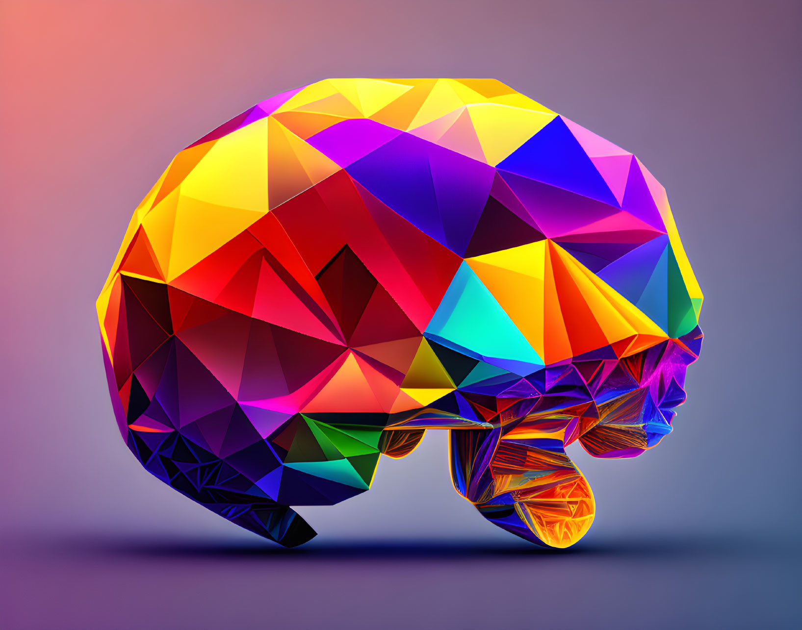 Colorful Geometric Human Brain Illustration on Gradient Background