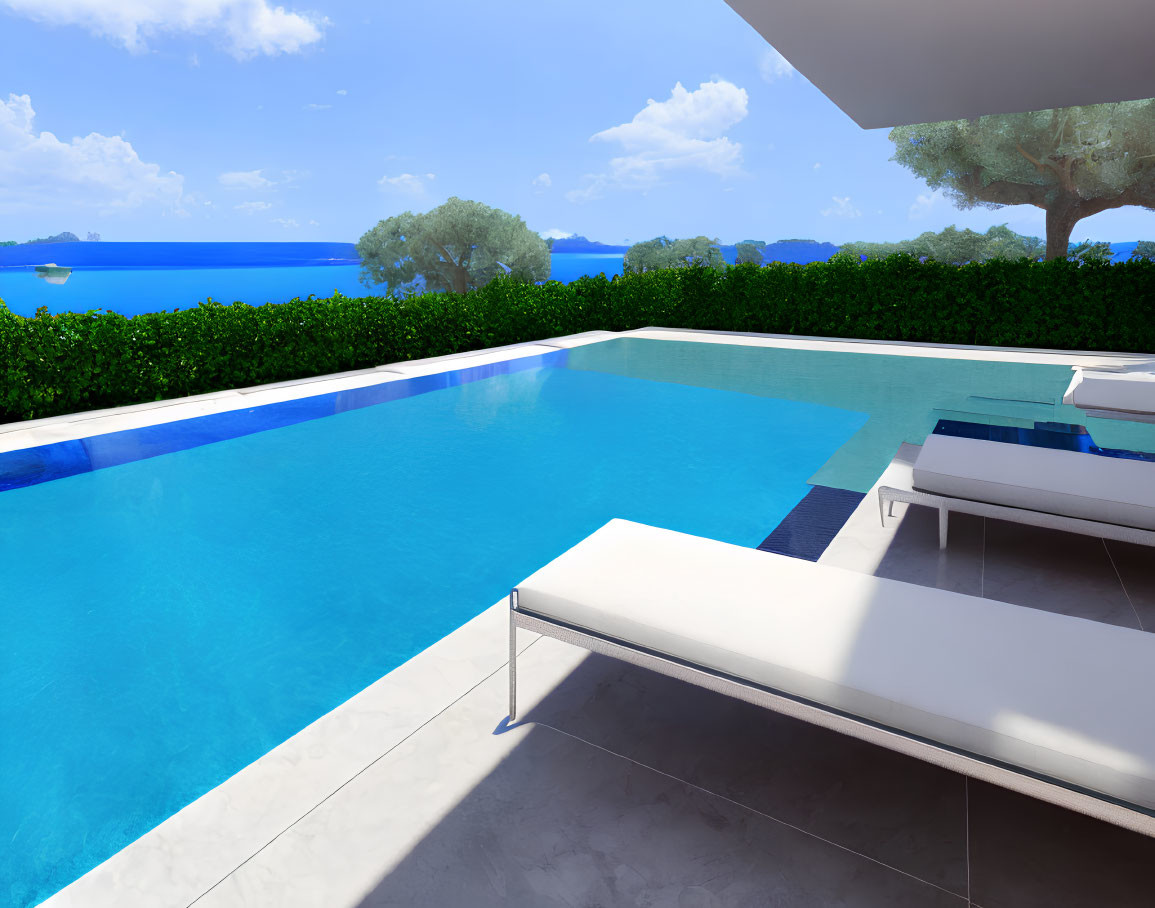 Serene ocean view from luxurious poolside