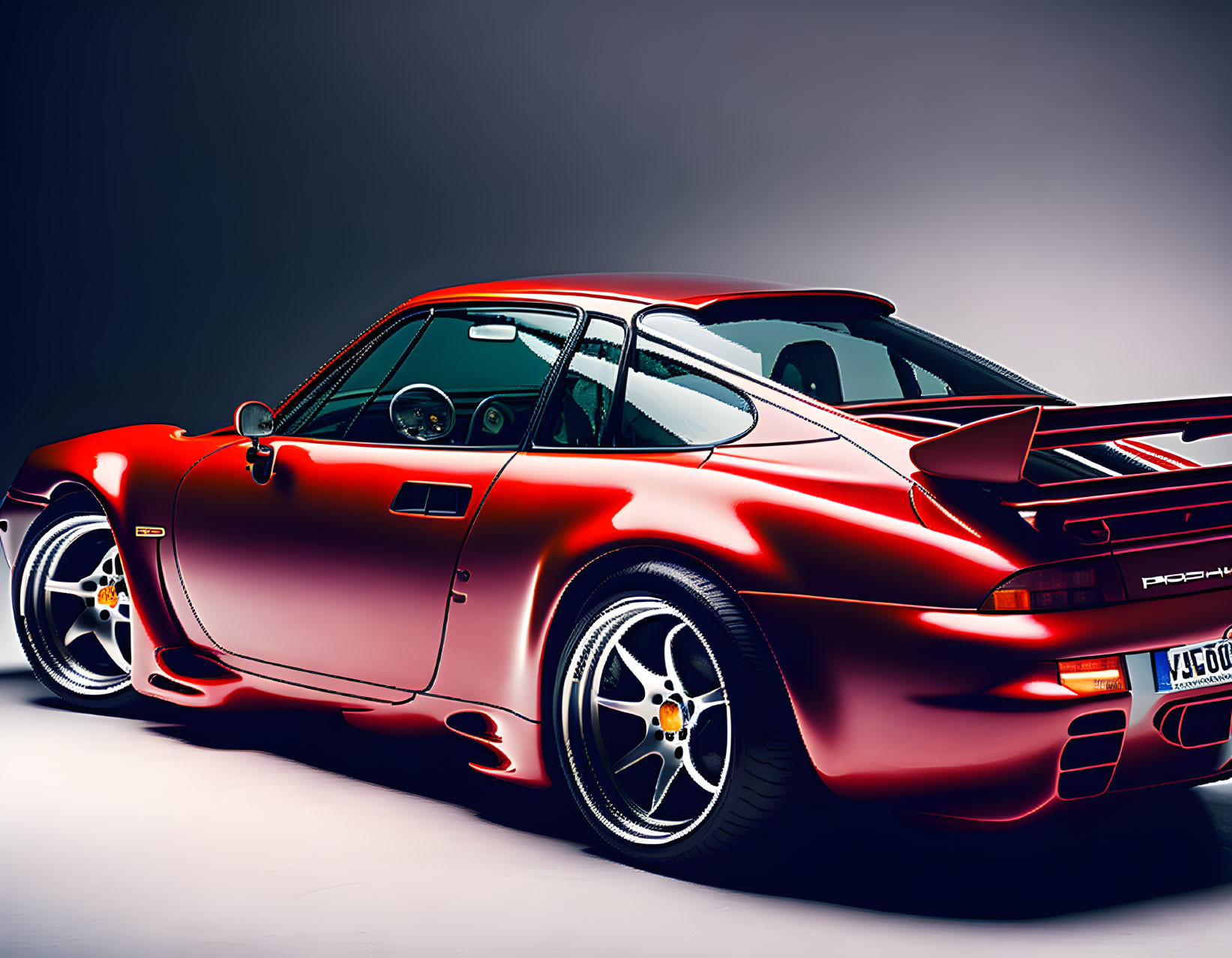 Sleek Red Porsche 911 Studio Shot